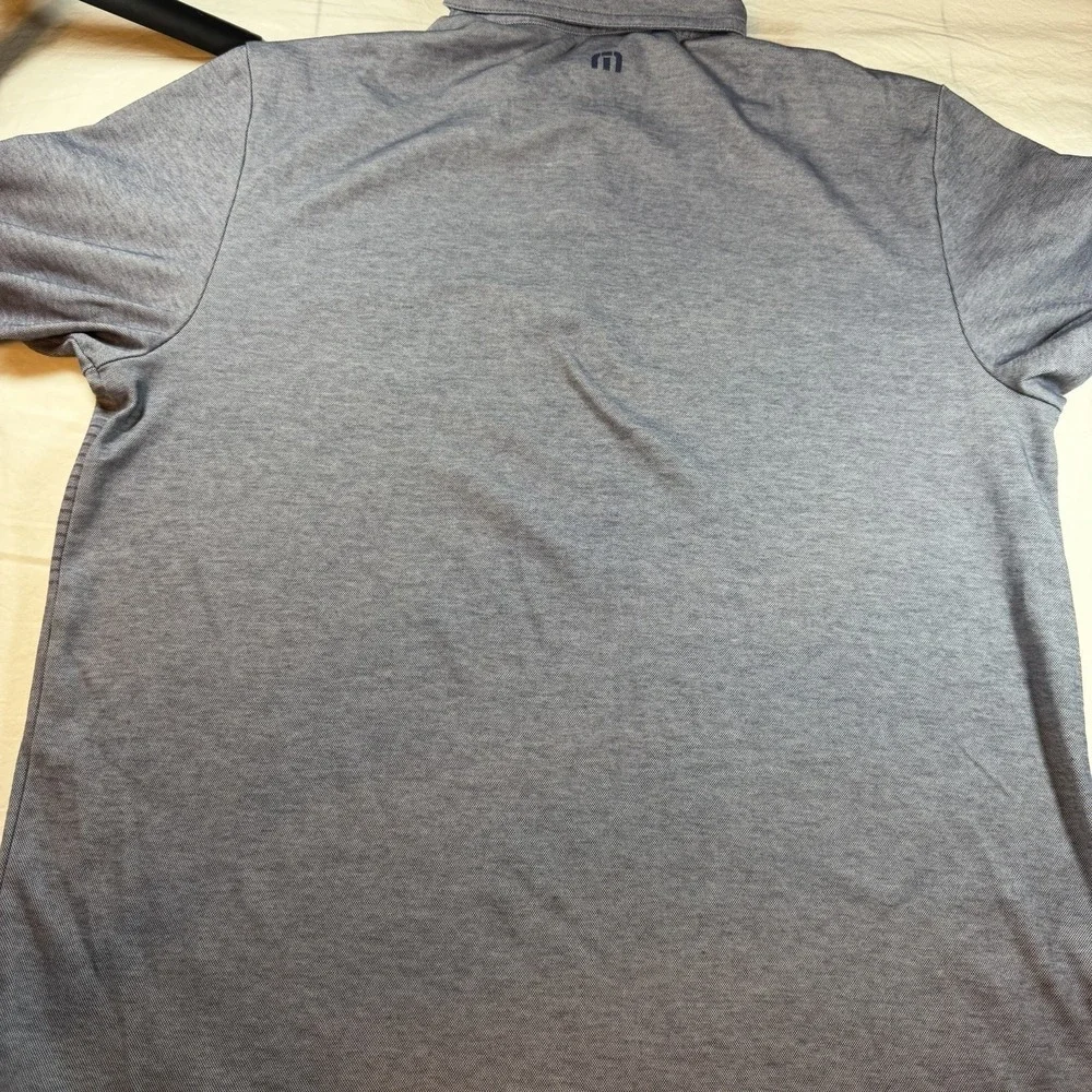 Travis Mathew Men's Polo Performance Blue-Gray Subtle Horizontal Stripes Logo M - Picture 11 of 14
